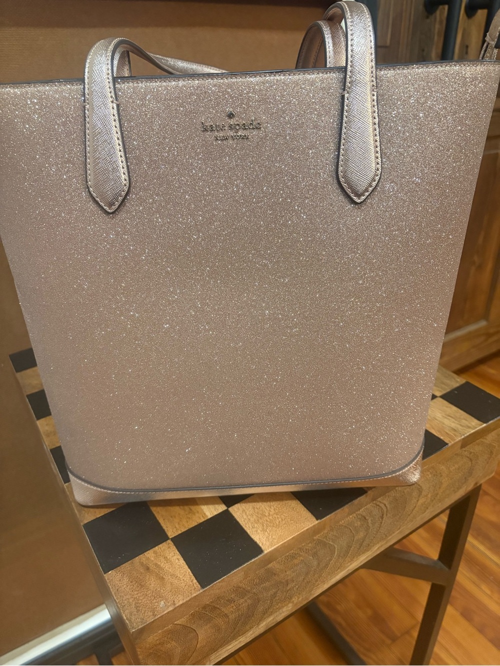 kate spade glitter tote in rose